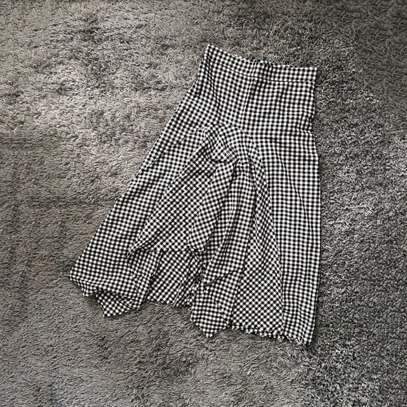 Zara Gingham Asymmetrical Midi Skirt - Picture 2 of 7